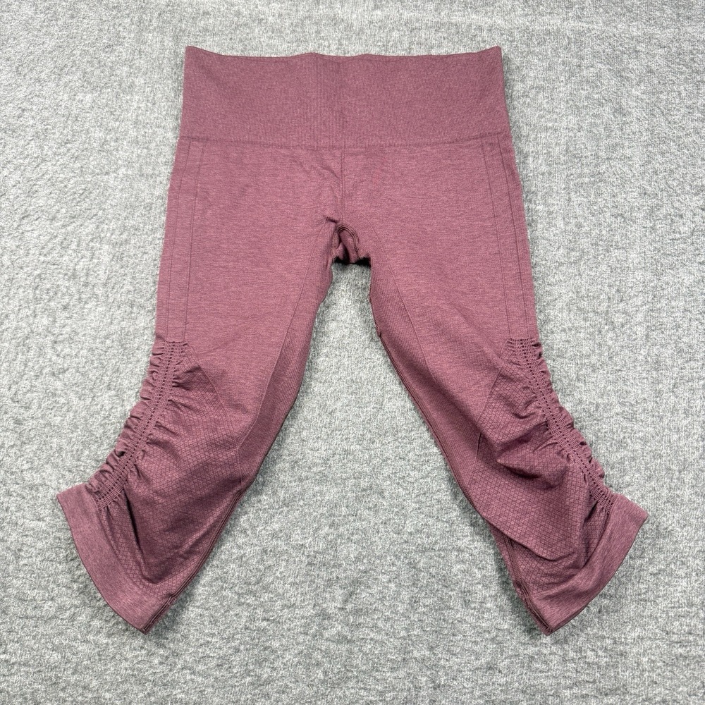 Lululemon Legging Womens 6 In The Flow Crop Ruched Hem Yoga Gym Run Running